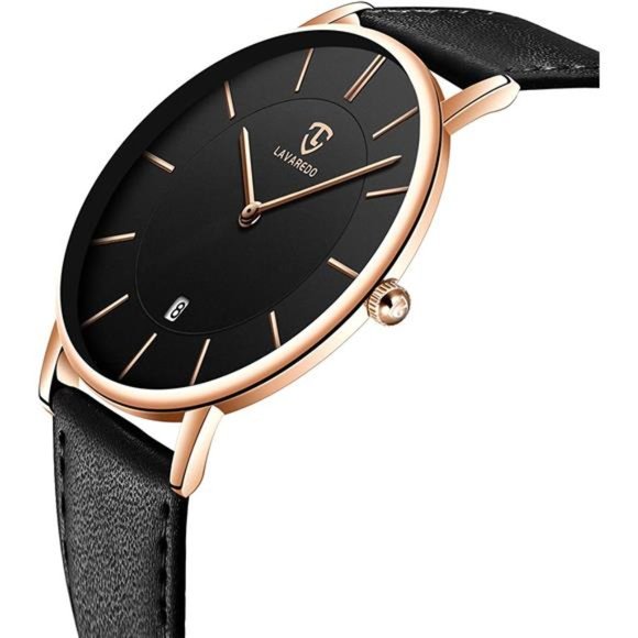 Mens Watches Minimalist Fashion Simple Wrist Watch Analog Date w Leather Strap - Picture 5 of 6